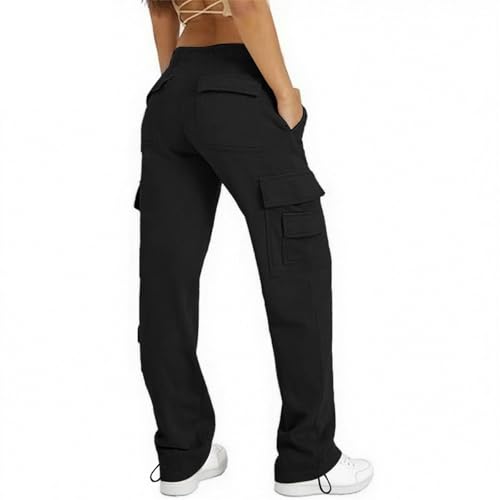 Women High Waisted Wide Leg Cargo Pants Baggy Stretchy Loose Streetwear Trousers