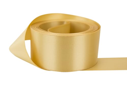 Image of Ribbon Bazaar Double Faced Satin - Premium Gloss Finish - 100% Polyester Ribbon for Gift Wrapping, Crafts, Scrapbooking, Hair Bow, Decorating & More - 7 /8 inch Raw Silk 50yd Spool
