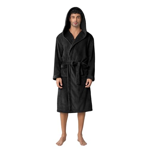 Lagtew Men's Hooded Premium Plush Warm Bathrobe w/ Pockets - image 1