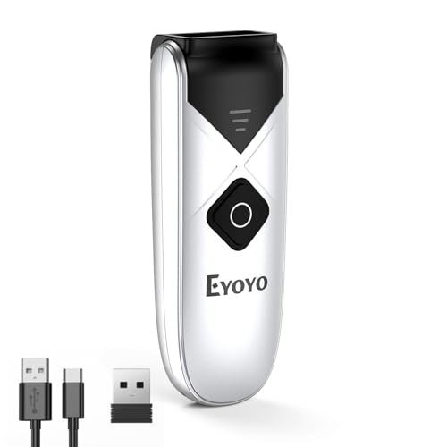 Eyoyo Bluetooth 2D&1D Barcode Scanner, Portable Wireless Mini but Powerful Barcode Reader with 2.4G Wireless&Bluetooth&USB Wired Connection, QR Code Scanner for Phone, Tablet PC