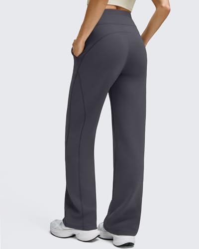 G4Free Wide Leg Casual Pants for Women Drawstring High Waist Elastic Waisted Yoga Work Lounge Pants with Pockets(Dark Grey,XL,Regular) — view 2
