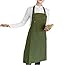 A.Monamour Delantal de Cocina Delantal con Tirantes Ajustables De Lona De Algodón con Bolsillos Delantal De Trabajo Camarero Camarera Unisex para Salón Bar Cafetería Restaurante Hotel - Verde Militar