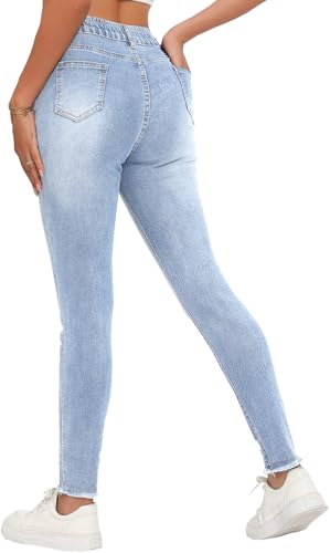 HugeNice Women's Mid-Rise Stretch Skinny Jeans Casual Slim Fit Elastic Waist Denim Pants3