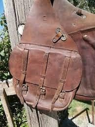 Cowhide Genuine Leather Western Equestrian Trail Simple Horse Saddle Bag Pack Equipment Horse Saddle Bags Tack Set Accessories Size: 10” L x 10” W x 3 ½” D inches, MO-SBAG-63
