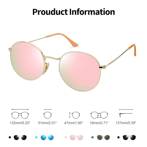 Joopin Vintage Round Sunglasses for Women, Retro Trendy Polarized Sun Glasses UV400 Protection, Circle Shades Men Sunnies2