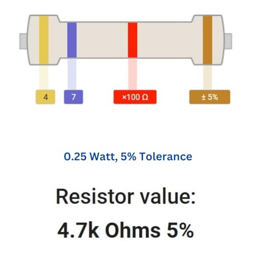 Image of 4.7k Ohm Resistor 1 /4W 5% Tolerance, Pack of 100 (4.7k Ohm)
