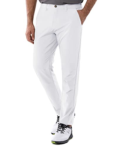 33,000ft Herren Golf Hosen Atmungsaktive Golf Stretchhose für Männer Schmale Passform Schnelltrockende Golf Trousers Slim fit Stretch Lange Golfhosen Weiß 32W*30L