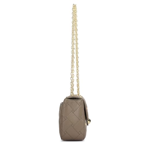 Image of Da Milano Leather Grey Shoulder Bag for Women (00230XSOL)