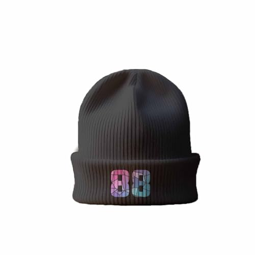 Bonnet 88 Number Cuffed Beanie bonnet tricoté gris foncé hiver pour homme et femme