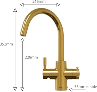 QETTLE Original 4-in-1 Instant Boiling Water Tap | True Boiling, Filtered Cold, Mains Hot & Cold (Gold, 7 Litre Boiler)