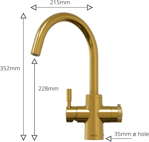 QETTLE Original 4-in-1 Instant Boiling Water Tap | True Boiling, Filtered Cold, Mains Hot & Cold (Gold, 7 Litre Boiler)