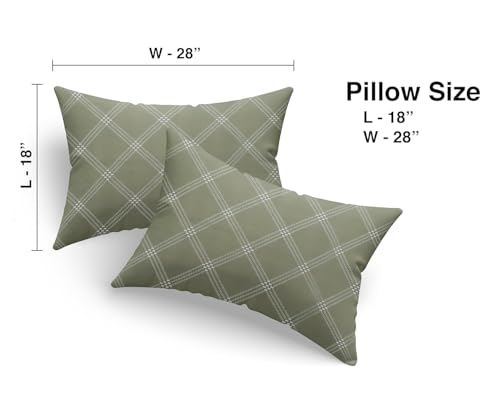 Image of RD TREND Waterproof Fitted Bedsheet for Queen Size Bed (78x60x8 Inches) | Ultra-Soft Glace Cotton Elastic Sheet with 2 Pillow Covers (18x28 Inches) (Green Check)