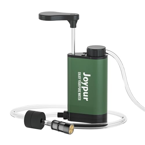 Joypur Filtro de agua de supervivencia para exteriores, filtro de agua potable de metal con capacidad de filtro de 6000 L, purificador de agua portátil para camping, senderismo, emergencia, etc
