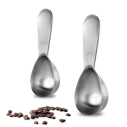 U-Taste 18/8 Stainless Steel Coffee Scoop: 1 Tbsp Scoop Measure Spoon, 2Pcs