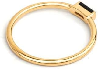 Black Onyx Baguette Ring, Sterling Silver 925, Minimalist Stacking Ring, Dainty Jewelry, Handmade Gift for Her, Simple Elegant Ring for Women- GJH078