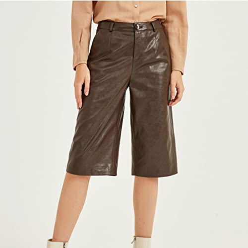 Short en cuir PU pour femme pantalon sept décontracté