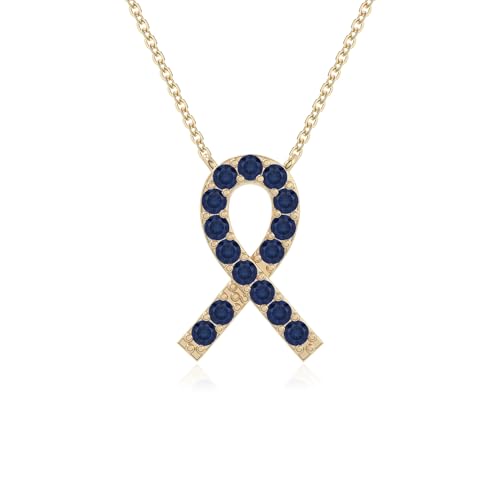 Natural Gemstone Cancer Ribbon Pendant Necklaces for Women in Silver/18K Yellow/Rose Gold Vermeil, Birthstone Jewelry Gifts for Her Birthday, Anniversary, Wedding