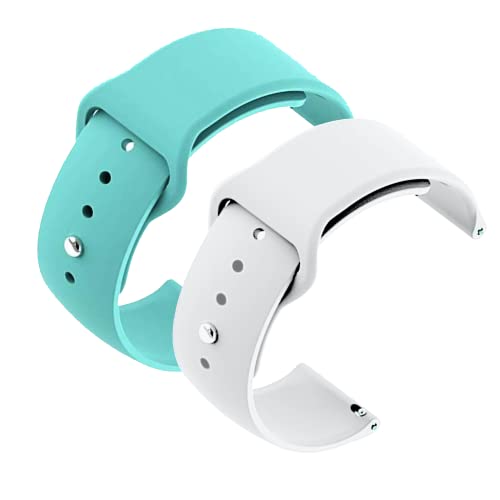 Image of YODI New Accessories Silicone 22MM Strap Belt Band for Smart Watch (Set of 2 Color) Combo Pack (Smart Watch NOT Included) (Light Green-White)