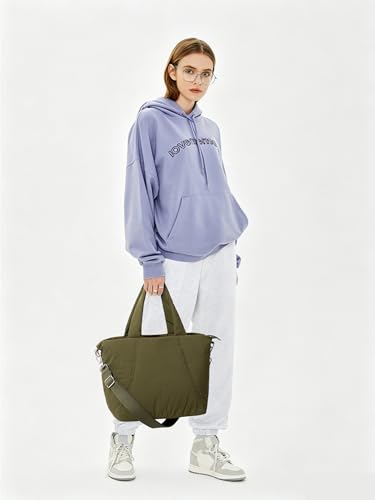 Image of KALIDI Quilted Carryall Tote Bag, Large Puffer Crossbody Women Handbags Shoulder Soft Fluffy Lightweight Travel