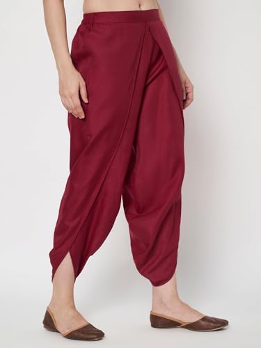 Image of 9rasa Women's Cotton Solid Harem Dhoti Pants for Casual FusionWear Workwear