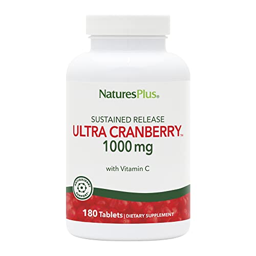 NaturesPlus Ultra Cranberry, Sustained Release - 1000mg, 180 Tablets - with Vitamin C - Vegetarian, Gluten Free - 90 Servings