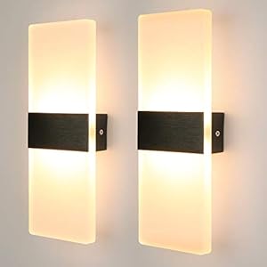 Glighone 2Pcs Applique Murale Intérieur LED Moderne Lampe Murale Éclairage Acrylique Luminaire Mural Decoration pour Salon Chambre Couloir Salle À Manger, 12W Blanc Chaud [Classe énergétique A ++]