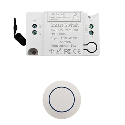 Gebildet Kit Ricevitore e Interruttore luce Wireless con Retro Adesivo Mini Interruttore Controllo Remoto per lampade da Tavolo,Apparecchi di illuminazione,può Essere fissato in Qualsiasi Posizione