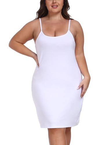Cheapestbuy Womens Plus Size Full Slip for Under Dresses Adjustable Spaghetti Straps Cami Dress Basic Sleeveless Nightgown
