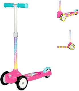 Evo Light Up Unicorn Move 'N' Groove Scooter In Pink | Adjustable Handle Height | Light Up Three Wheeled Scooter With Light Up Deck And Wheels | Pink Scooter | Kids Scooters For Boys & Girls Aged 3+