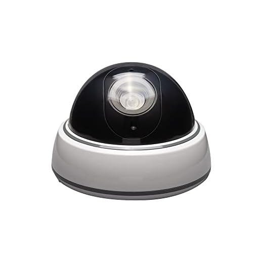 SABRE Fake Dome Security Camera, Flashing Red Light For Nighttime Visibility, Realistic Design Deters Intruders, Battery Operated, No Wiring Required, Fake Dummy Camera, White