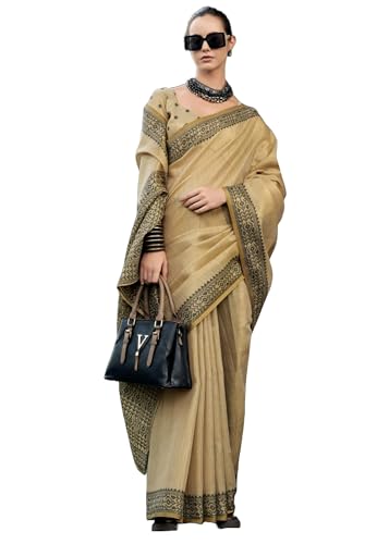 Sari indien en lin 11660 : le drapé traditionnel léger et respirant anti-transpiring
