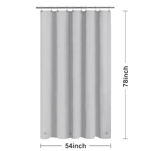 Image of Barossa Design 54W x 78H Stall Shower Curtain Liner Silver Gray - Waterproof Lightweight PEVA Plastic Shower Liner with 3 Magnets & Metal Grommets - Gray Silver