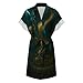Fashion 3D Printed Dragon Women's Lace Trim Short Sleeved Nightgown with Belt Casual Sleepwear 4X-Large