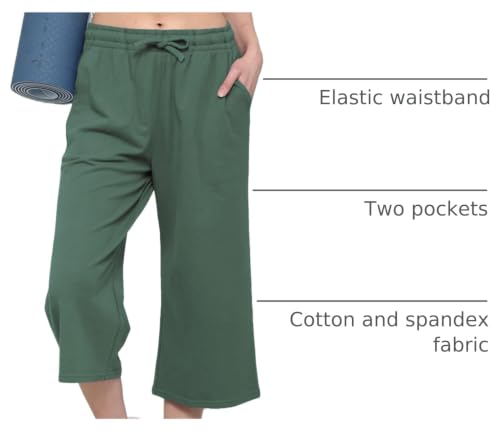 Image of Lock and Love Womens Capri Pants Loose Yoga Pants Wide Leg Drawstring Comfy Lounge Pajama Capris Sweatpants with Pockets