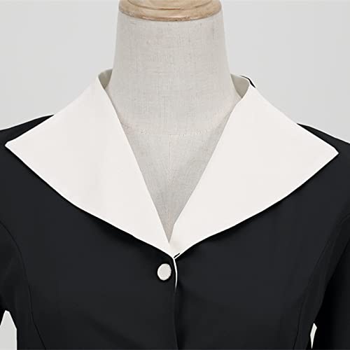 Smocked Dress Women, Fall Dresses For Women Cute Dresses Teen Girls Kaftan Dresses Women's Polka Dot Short-Sleeved Doll Collar Fashion Print Party Hem Dress White Linen Dresses (M, Black-B) #TOP5