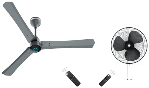Image of atomberg Renesa+ 1200mm BLDC Motor 5 Star Rated Ceiling Fans for Home with Remote Control (Sand Grey) Renesa 400mm Wall-Mounted Fan for Home | with Remote Control (Midnight Black)