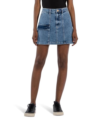 KUT from the Kloth Women's Zoe Skirt Seam at Frt-Slash Slong Rt BTM Pkts