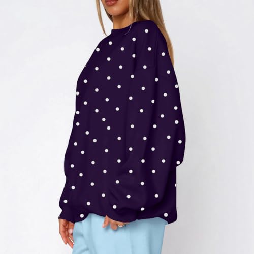 Oversized Crewneck Sweatshirt Women Cozy Fleece Long Sleeve Pullover Tops - image 7