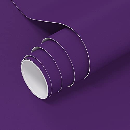 Voleaar Dark Purple Contact Paper 15.7 X 196 Inches Pure Purple Peel And Stick Wallpaper Vinyl Adhesive Waterproof Solid Color Wall Paper #TOP21