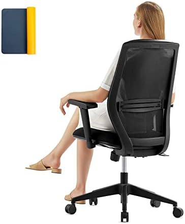 KLG TECH Ergonomic Office Chair, High Back Office Chair with Lumbar Support, Black Mesh Back Big and Tall Office Chair, Height Adjustable Swivel Office Desk Chairs for Home and Office
