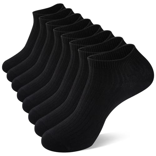 Heatuff 8 Pairs Ankle Socks for Women,Comfy Cotton Breathable Fabric for Womens,Thin Ankle Socks for Casual
