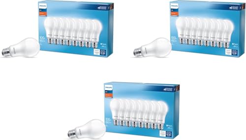 Image of PHILIPS LED 100W A19 24-Pack Basic Soft White (2700K) 1500 Lumen (16.6W = 100W) Frosted Flicker-Free Light Bulbs