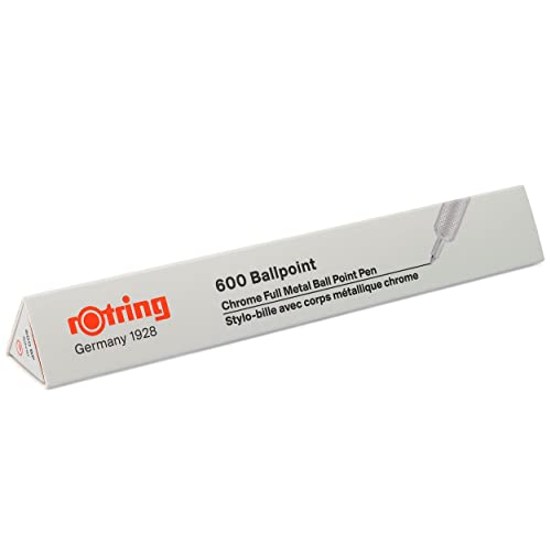 Image of Rotring 600 Ballpoint Pen, Medium Point, Black Ink, Silver Metal Barrel, Refillable, 1 Count