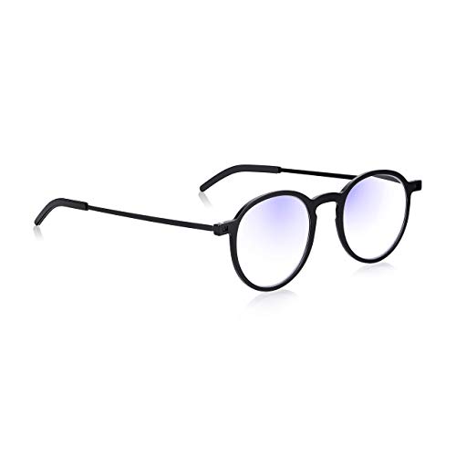 Blue Light Blocking Glasses 1.5: Read Optics Round Ultra Thin Frame Reading Glasses for Computer Screen Eye Protection. Blue Block + UV Filter + Anti Glare. Black Flat Fold 0 to 2.5. Faux Leather Case