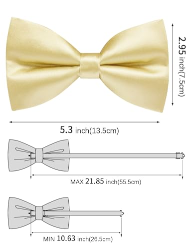 Image of Solid Color Bow Ties for Men Silk Pre-tied Tuxedo Bowtie Set 4PCS | Pre-tied in 3 seconds,adjustable 4PCS bow tie and pocket square cufflinks lapel pin set,wedding,formal,party,prom,graduation