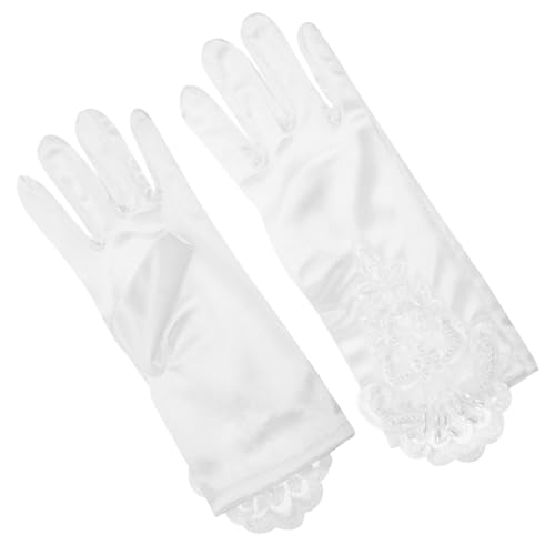 Healvian Pair Boys and Girls Gloves Lace Gloves for Girls White for Party Wedding Stage Performance
