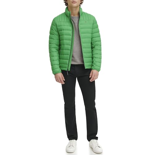 Image of Tommy Hilfiger Mens Embroidered Logo Puffer Jacket