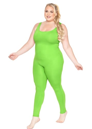 Image of STRETCH IS COMFORT Womens Plus Size Tank Unitard Athletic Rompers For Women | 95% cotton 5% spandex, round neckline, sleeveless straps, U-back, seamless front, one piece outfits for women, workout romper
