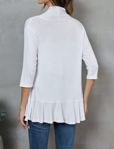 Image of Zeagoo Women's Open Front Cardigan 2026 Spring Summer Lightweight 3 /4 Sleeve Draped Ruffles Cardigans S-3XL