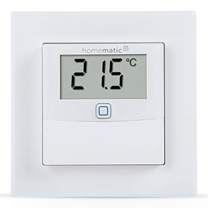 Homematic IP Temperatur- und Luftfeuchtigkeitssensor mit Display – innen, Smart Home, steuert Heizkörper/Fußbodenheizung per App, Alexa, Google Home, Temperaturmessung, Energie sparen, 150180A0